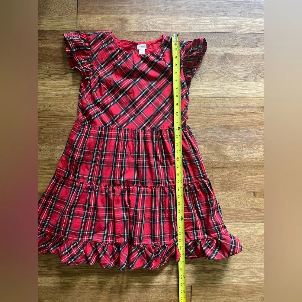 J. Crew Tartan‎ Plaid Ruffle Sleeve Girl’s Sz 12 Cotton Dress Holiday Party